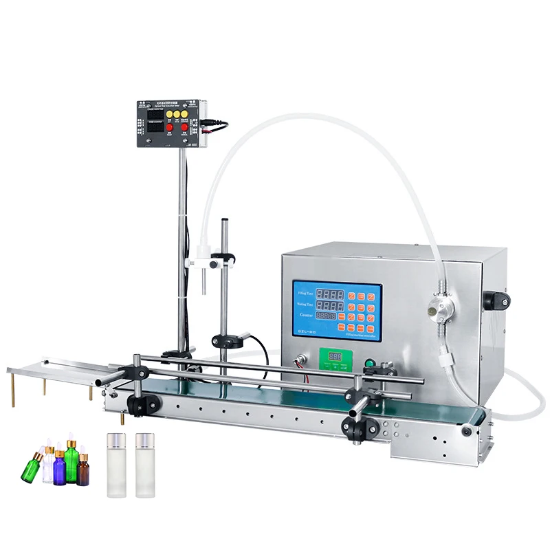 

Juice wine milk single-head liquid filling machine with conveyor belt