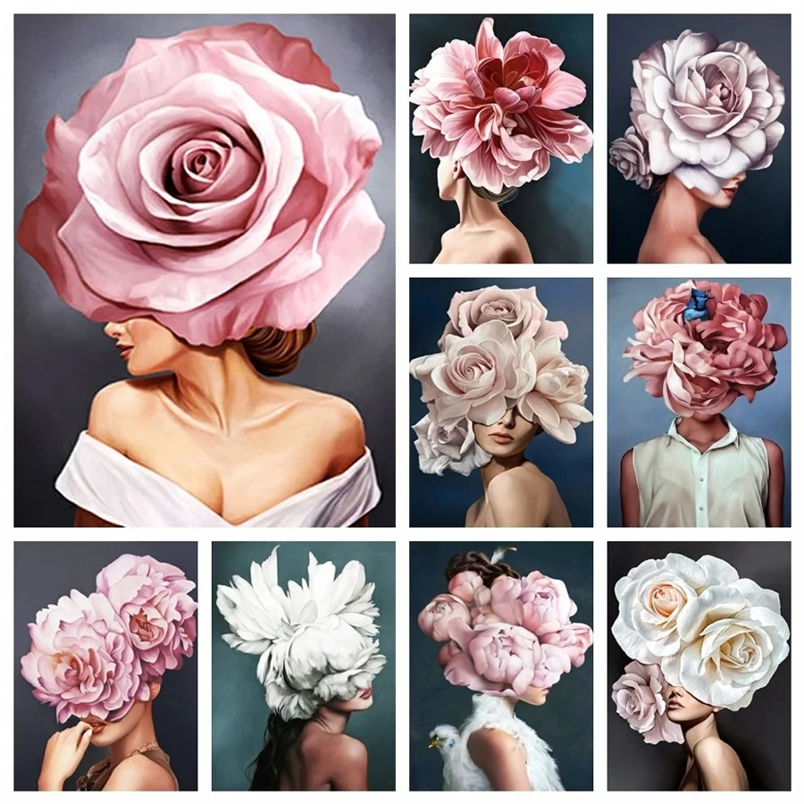 

Новая алмазная живопись 5D, портрет, алмазная вышивка, женские модные цветы, бриллиантовые картины, квадратная мозаика