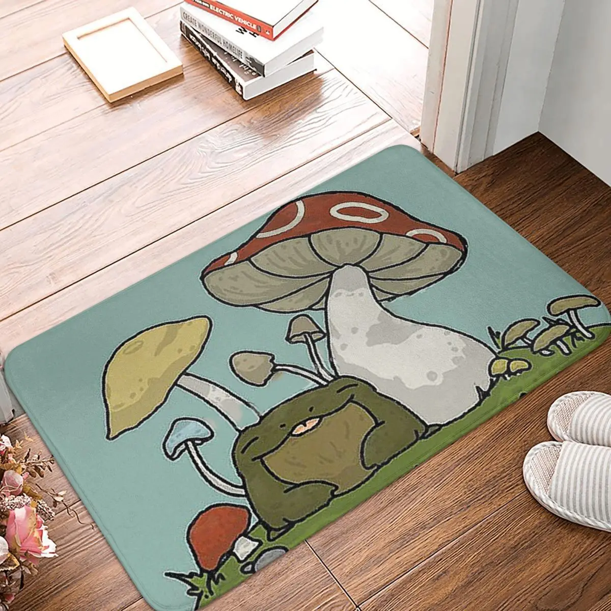 

Забавный Интересный нескользящий коврик лягушка Froggie, коврик для ванной, Жаба с грибами, коврик для пола, коврик для входной двери