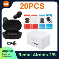 20 pcs wholesale xiaomi redmi airdots 2 airdots s wireless earphone bluetooth 5 0 headphones ai control headset sport earphone