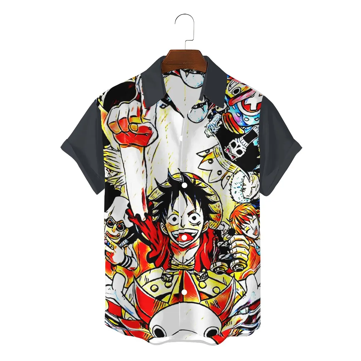 

Экипировка корабль Мужская стандартная цельная Обезьяна D. Luffy японское аниме квадратный воротник короткий рукав 3D рубашка Юмор высокое кач...