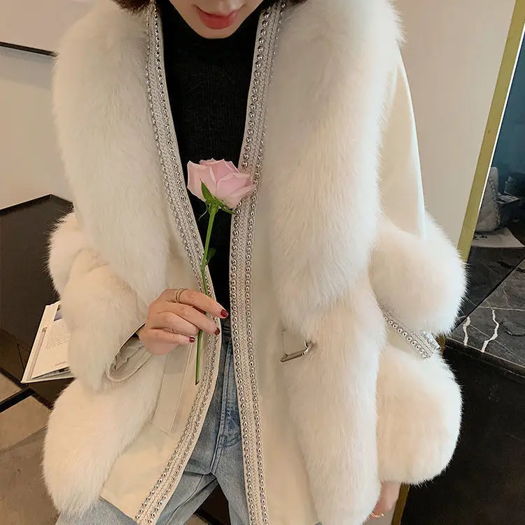 One fur imitation fur coat with small fragrance and long style