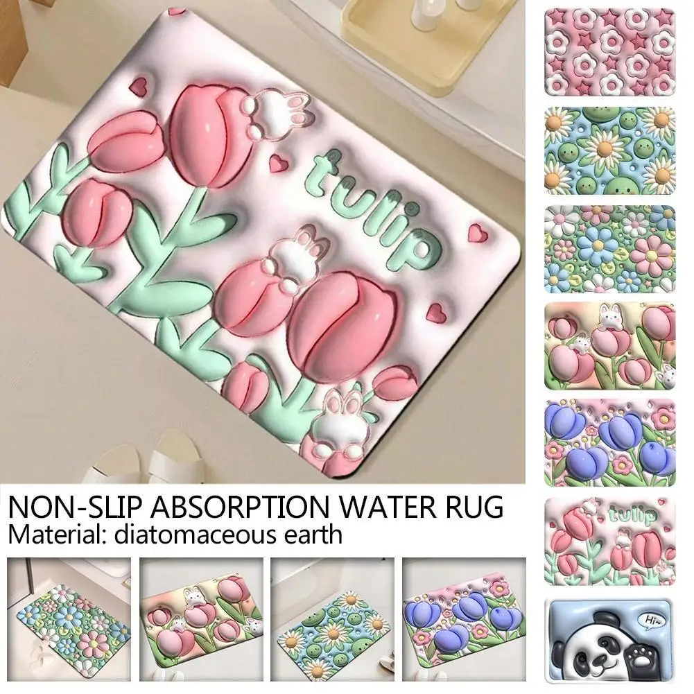 

3D Visual Bath Mat Non-slip Absorption Water Rug for Bathroom Creative Entrance Doormat Three-dimensional Floor Mat Home De Q8X0