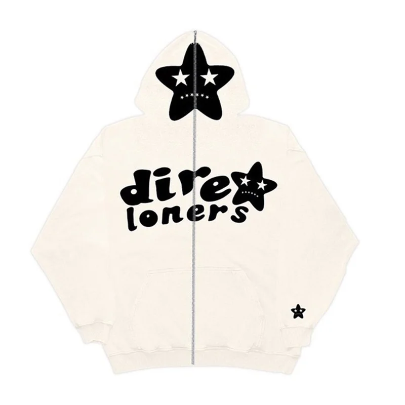 

Hollow star letter super large hoodie Y2K punk Harajuku retro street fashion zipper hoodie men and women casual loose sweater