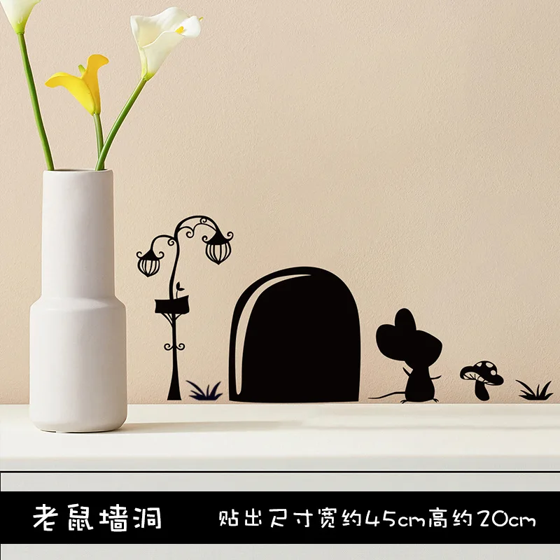 

Черные мультяшные наклейки с отверстием в виде мыши