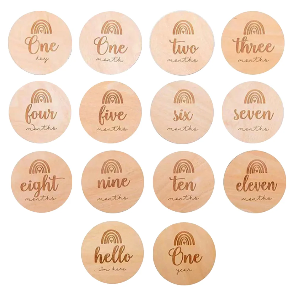

1 Set Monthly Cards Baby Birth Cards Infant Growth Cards Wooden Memorial Cards