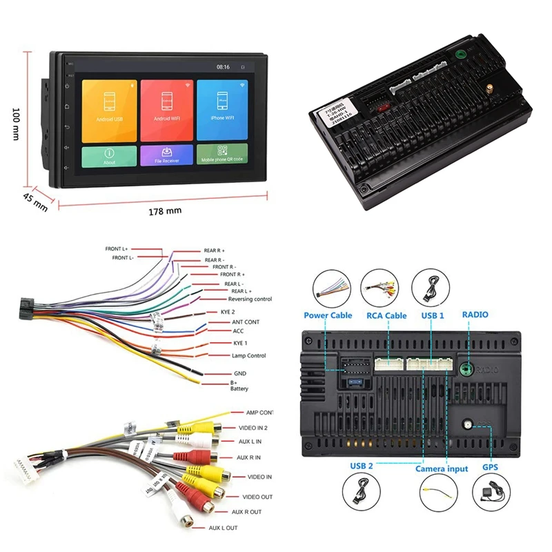 Автомагнитола 2Din Android с GPS 7-дюймовым сенсорным экраном автомагнитола поддержкой