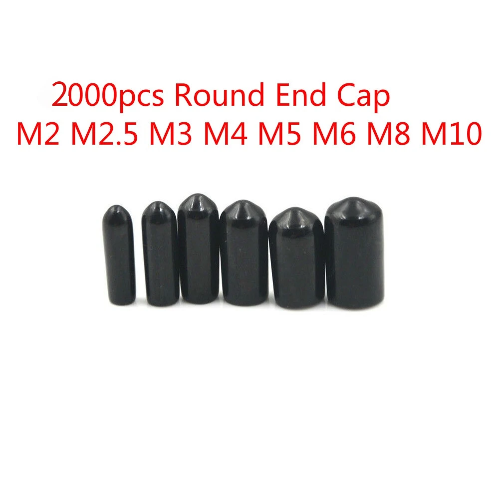 

2000pc Screw Cover Round End Cap Rubber Cap Plastic Tube Hub Thread Protector Push-fit Cap for Pipe M2 M2.5 M3 M4 M5 M6 M8 M10