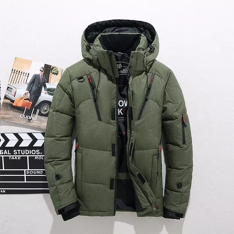 White Duck Down Parka Thick Puffer Stand Thick Hat High Quality Overcoat Fashion Down Men 4XL Warm Men Coat
