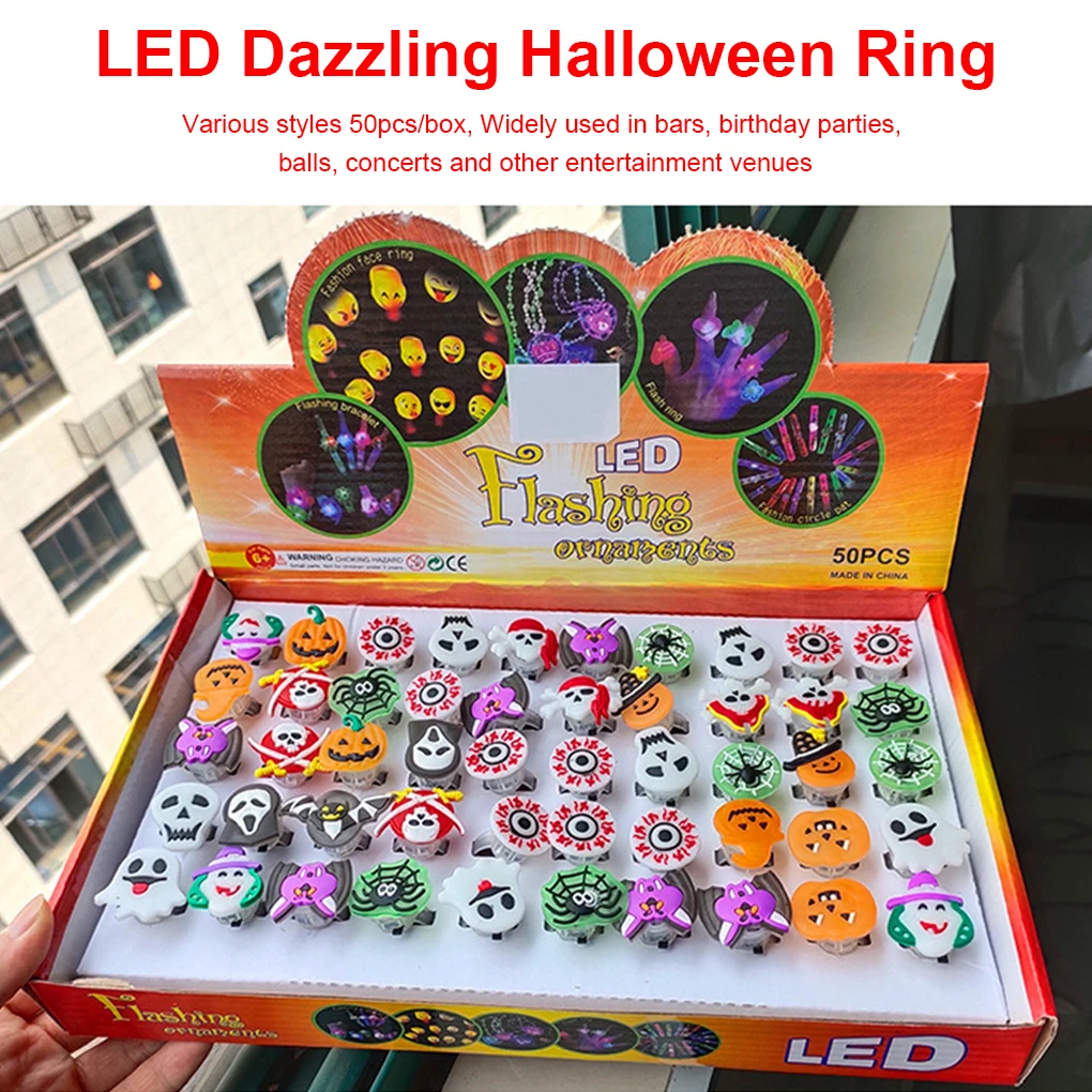 

50pcs Luminous Bracelet Plastic Bright Glowing Ring Pumpkin Brackets Waterproof Wristband for Gifts Halloween Party