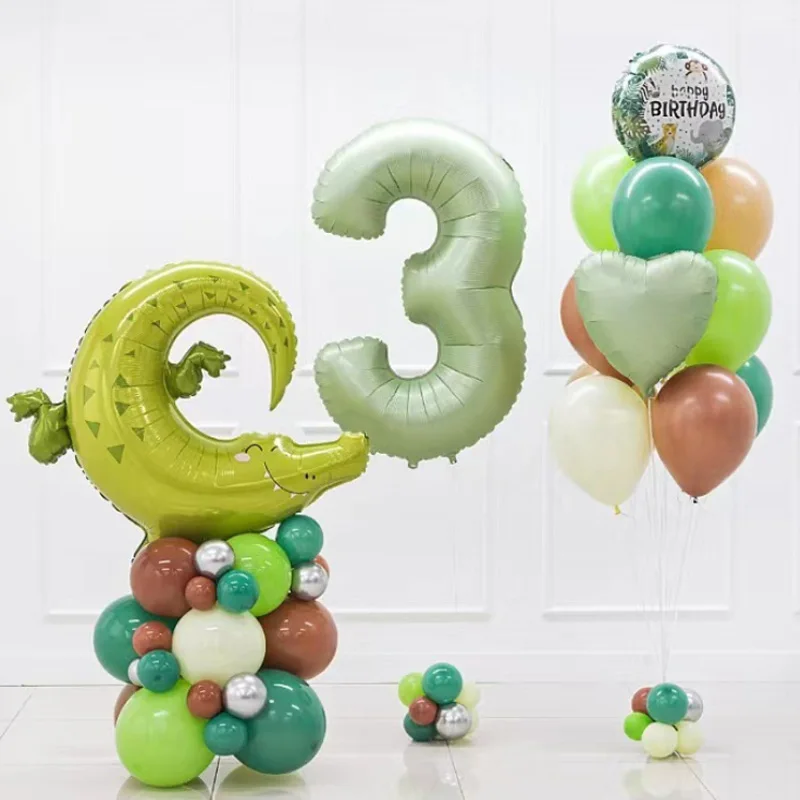 

1pc Vintage Balloons Green Heart/number Balloon Foil Balloon For Adult Kids Happy Birthday Party Decoration DIY Gifts Supplies