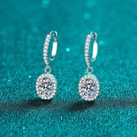 trendy 925 sterling silver 1ct d color vvs1 oval moissanite clip earrings for women plated platinum diamond earrings gift