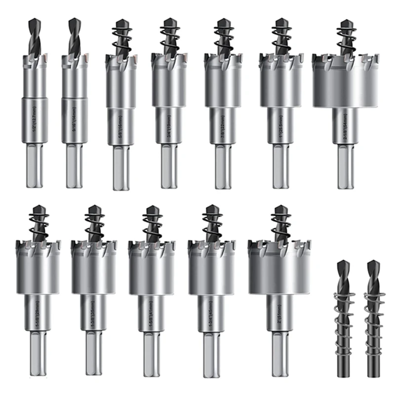 

14Pcs 1/2-2-1/8 Inch Tungsten Carbide Tipped Hole Set Hole Saw Kit For Metal Stainless Steel Iron Wood