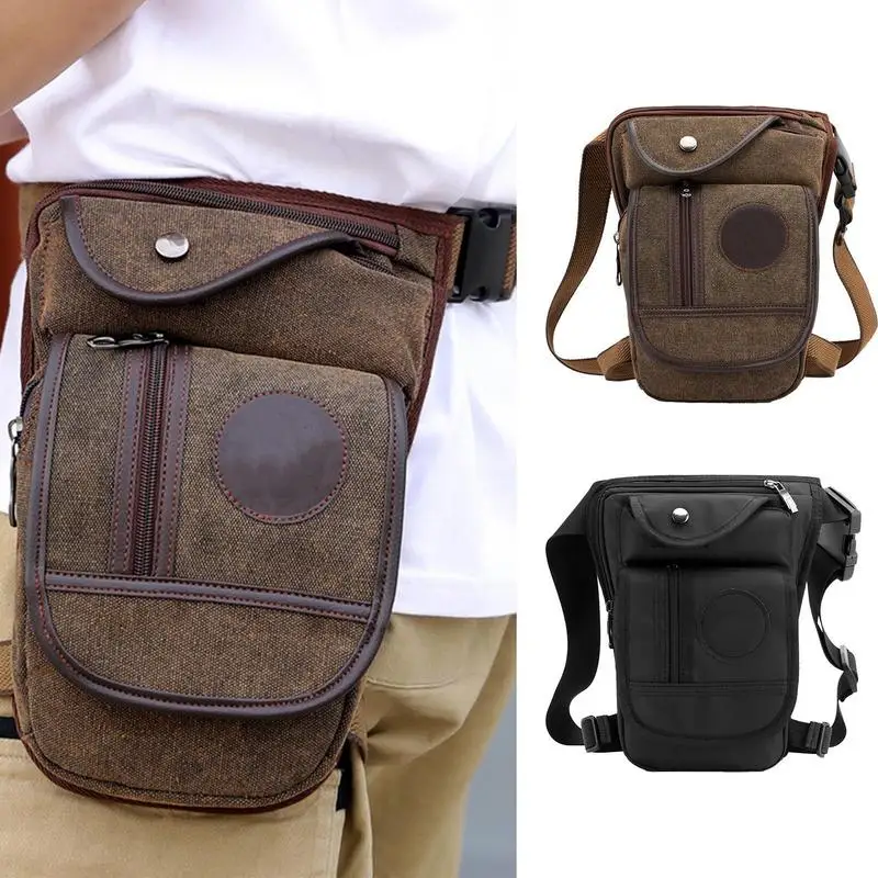 

Motorcycle Drop Waist Leg Canvas Leg Bag For Men Hands-Free Wallets Motorbike Fanny Waist Bag Carrying All Phones For Traveling