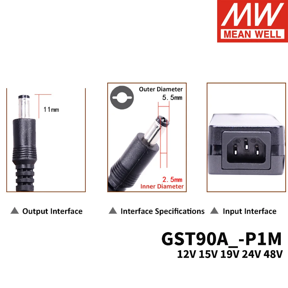 Адаптер Mean Well GST90A P1M 90 Вт 220 В переменного тока в постоянный ток 12 15 19 24 48