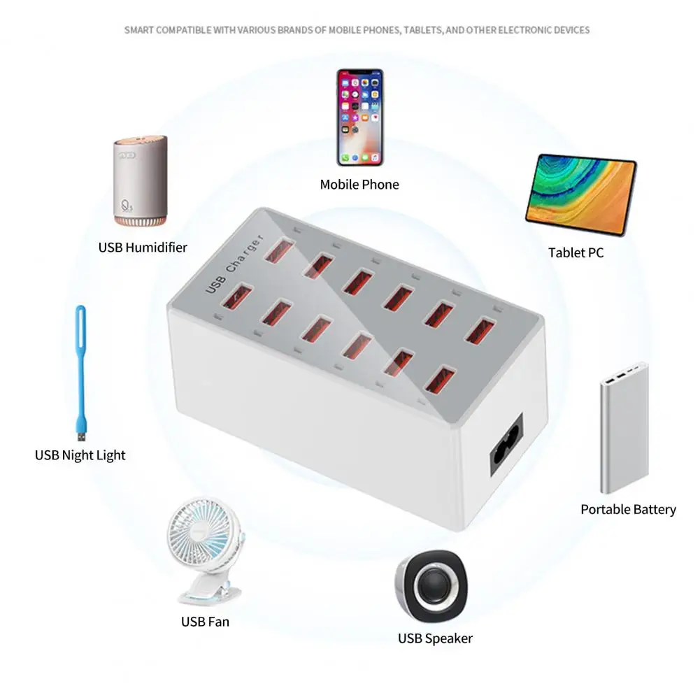 

USB Charger Reliable Convenient Long Lasting 12 Port USB Charger for Dorm