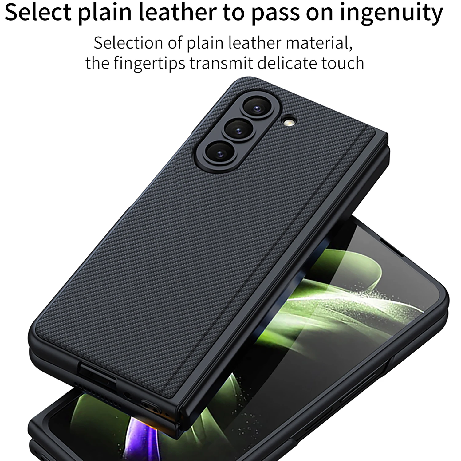 For Samsung Galaxy Z Fold 5 Case Ultra Thin Matte Folding Flap Bracket Leather With Tempered Film All Inclusive Shockproof Cover
