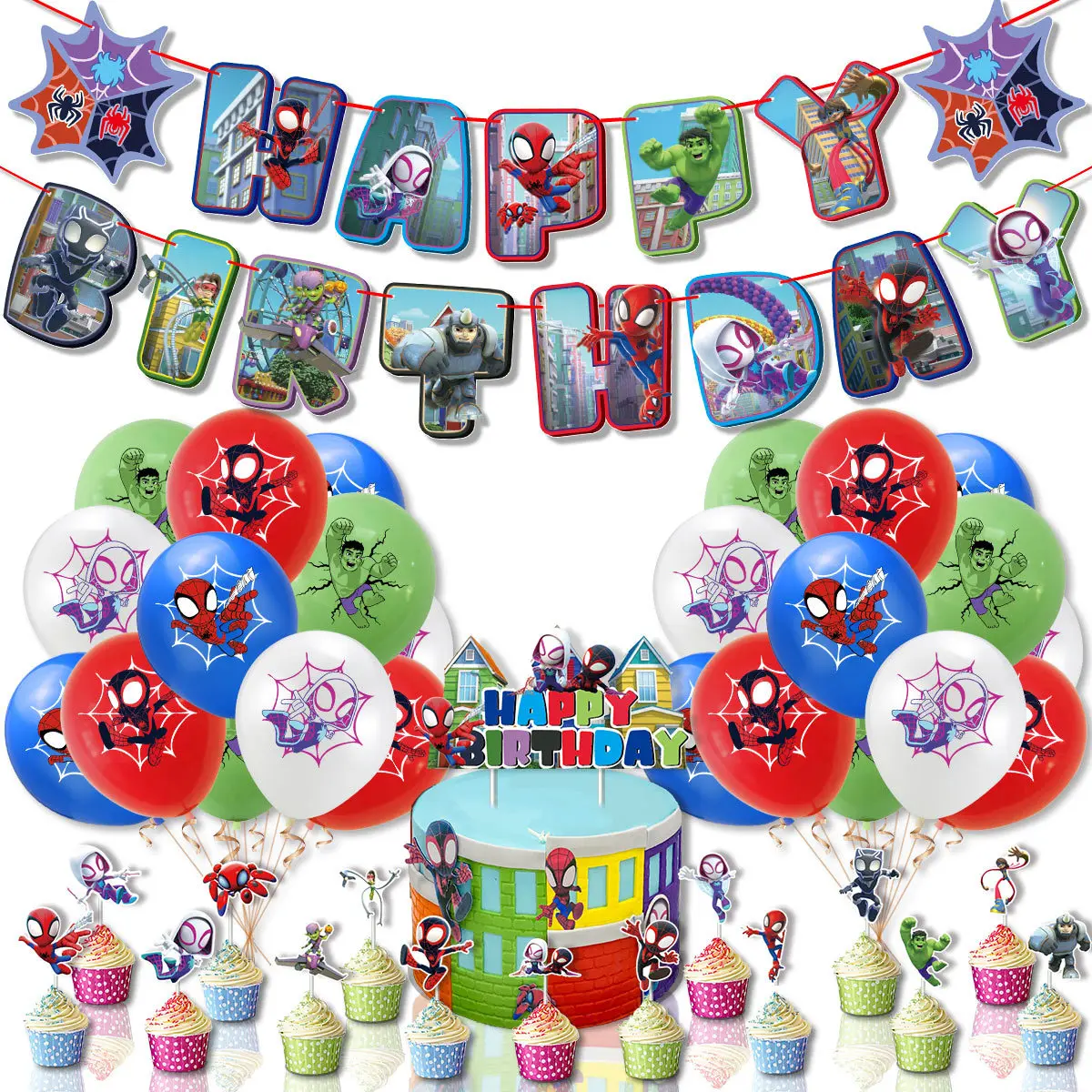 Spidey and His Amazing Friends Birthday Party Decorations Balloons Set Banner Cake Toppers Baby Shower Superhero Party Supplies