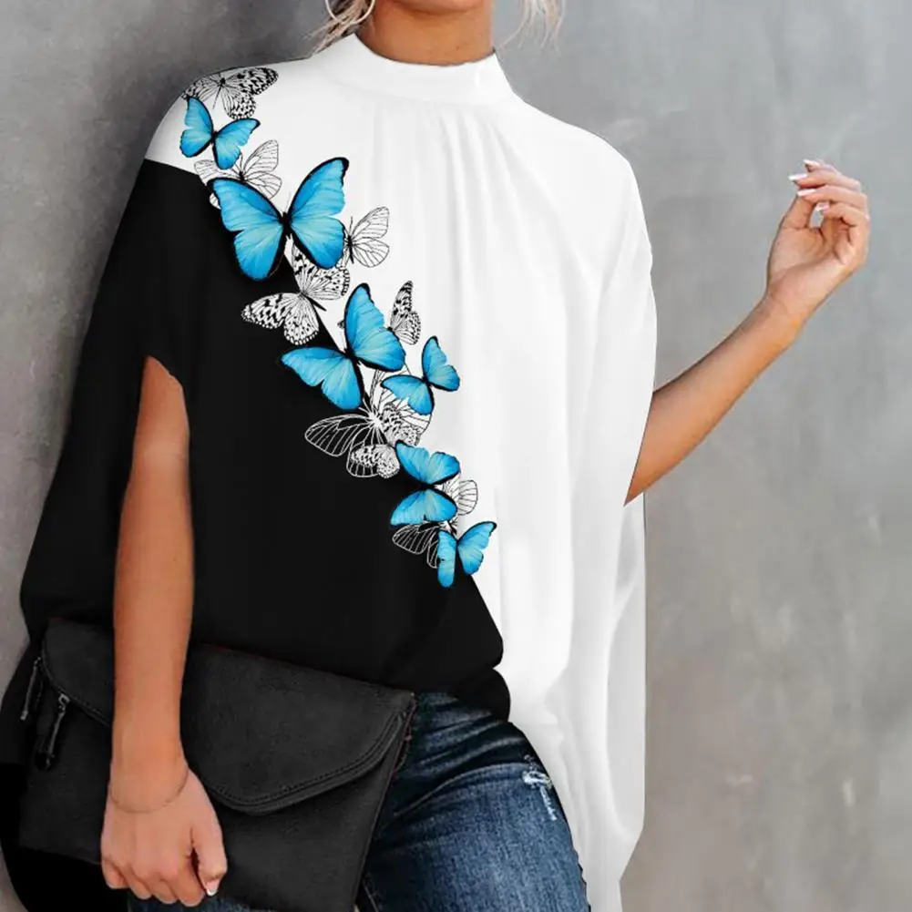 

Women Blouse Slit Design Casual Blouse Batwing Sleeve Blouse Top