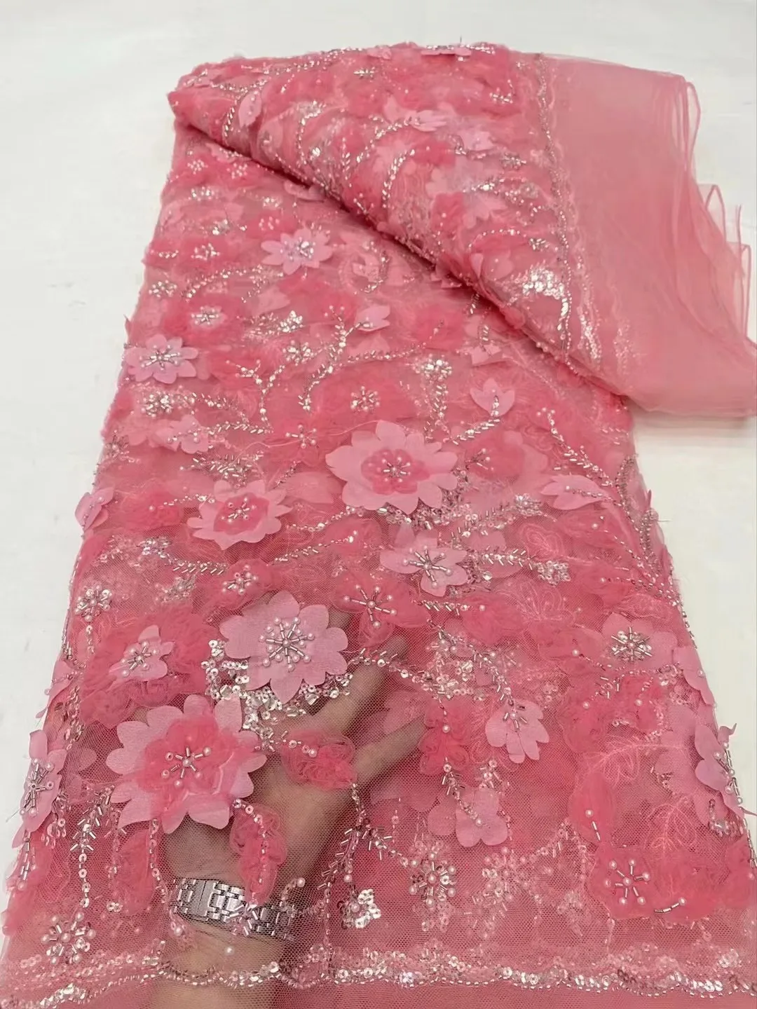 Горячая Распродажа Роскошная африканская блестящая кружевная Тюлевая ткань 2024