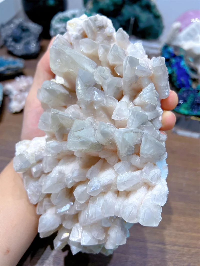 Natura Хрустальный Камень Белый Кальцит С Дождевым Луком Образец Свободной Формы