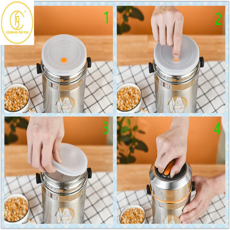 1.5L/2.0L/2.5L Large Capacity Vacuum Lunch Box Outdoor Stainless Steel Bento Leak-Proof Food Container |