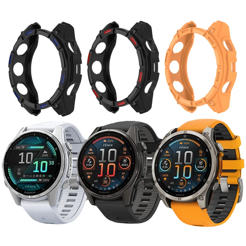 Подходит для Garmin Fenix8 51 мм 47 полый защитный корпус часов ударопрочный чехол дизайн