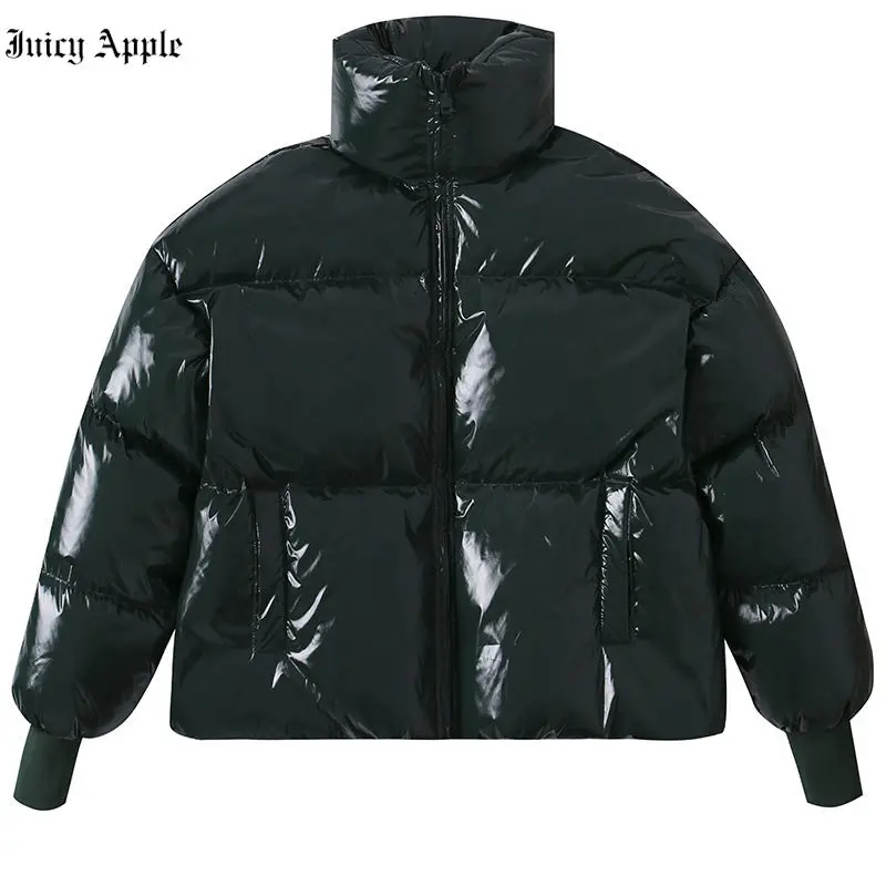 Long Sleeves Letter Embroidery Casual Short Coats Woman Winter 2022 Thick Fashion Jacket Streetwear Loose Solid Color Parka Coat