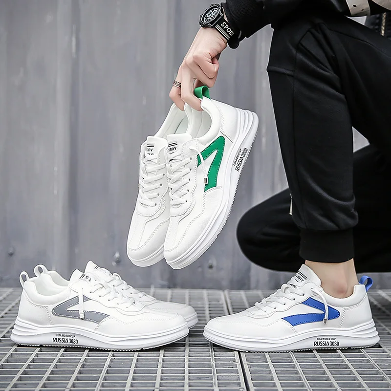 Кроссовки мужские из ПУ кожи низкие кеды повседневная спортивная обувь белые H877 |