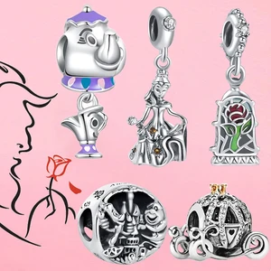 New 925 Sterling Silver Charms Beauty and Beast Cogsworth Clock Beads Fit Original Pandora Bracelet 