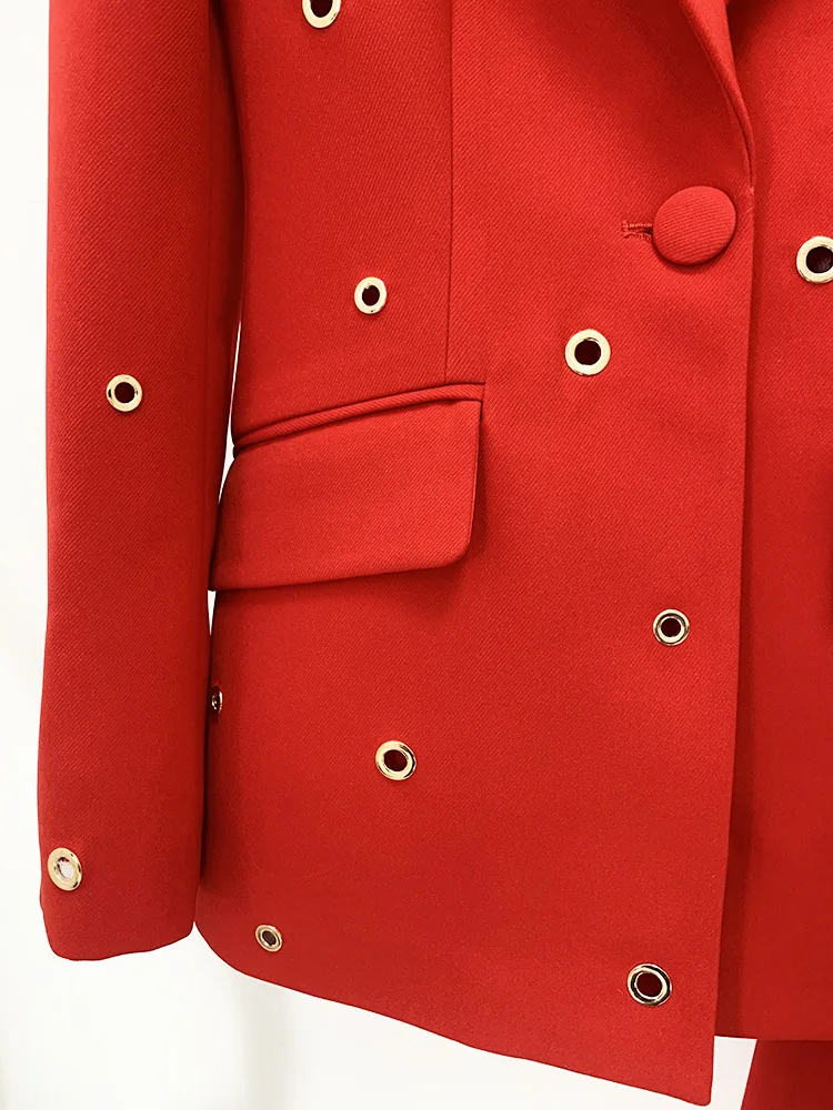 Женские костюмы из двух предметов красные пиджаки и брюки в офисном стиле