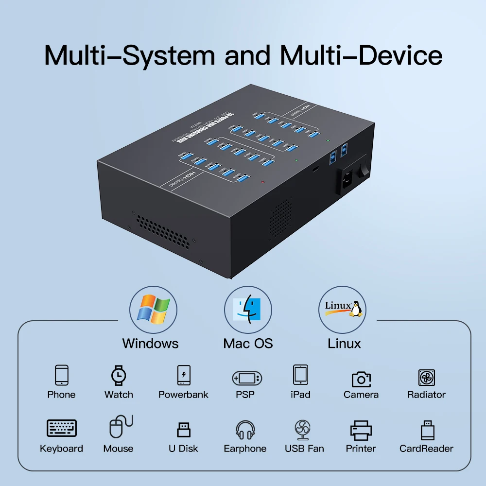 Фото 20-портовый USB 3.0 хаб для зарядки с функциями синхронизации и зарядки, совместимый с Android №4