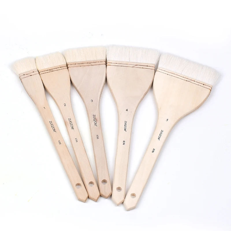 

5pcs High Quality Goat Hair Wooden Handle Art Paint Brushes For Drawing
