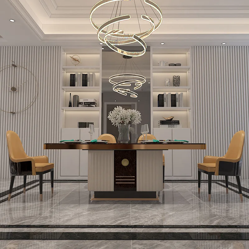 Прямоугольный Обеденный стол и стул из массива дерева в итальянском стиле