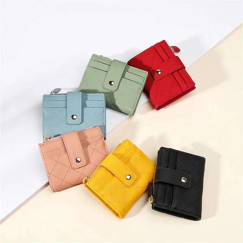 

New Creative Woman's Wallet Korean Edition Fashion Two-Folding Zippered Billfold Lady's Multiple Card Compartment Short Purse