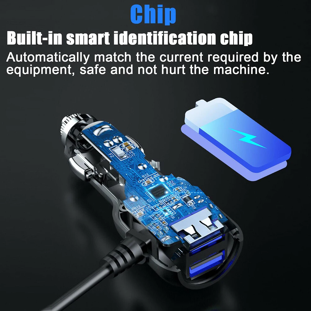 

ABS Dash Cam Car Charger Voltage Display 2in1 Multi-function Blue LED Light Micro USB Mini USB Wide Compatibility