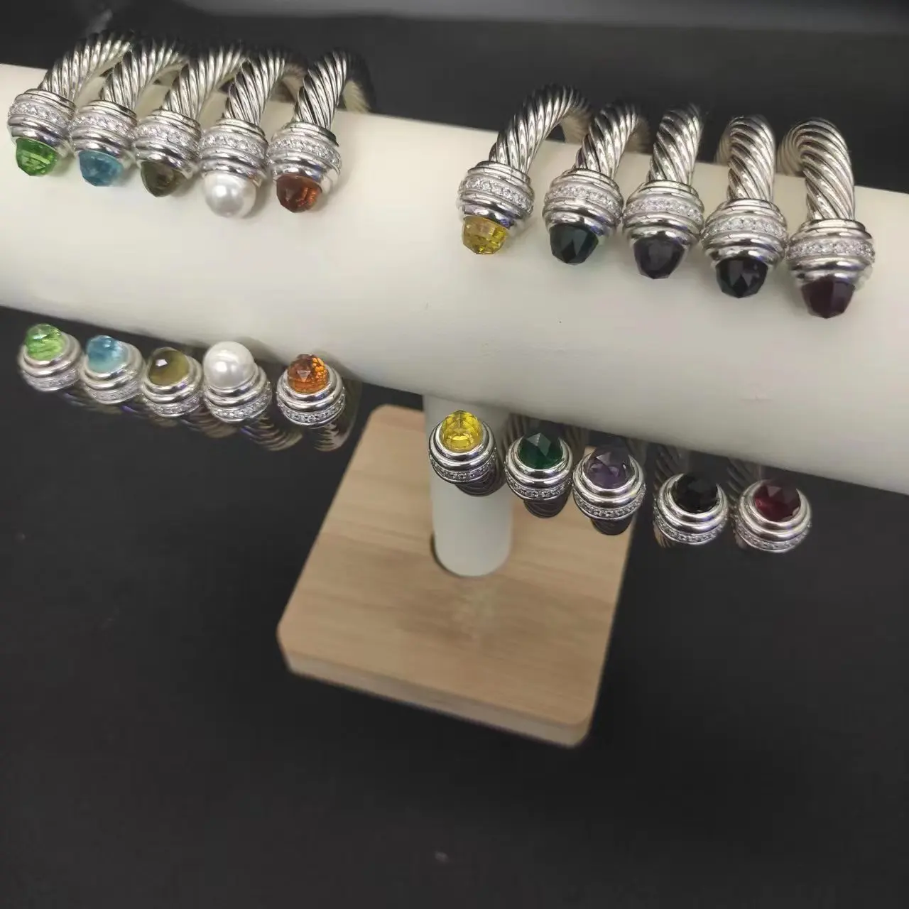 7MM Cable Classic David Yurman S925 Sterling Silver Black Onyx And Paved Diamond Bracelet For Men's Jewelry Gift