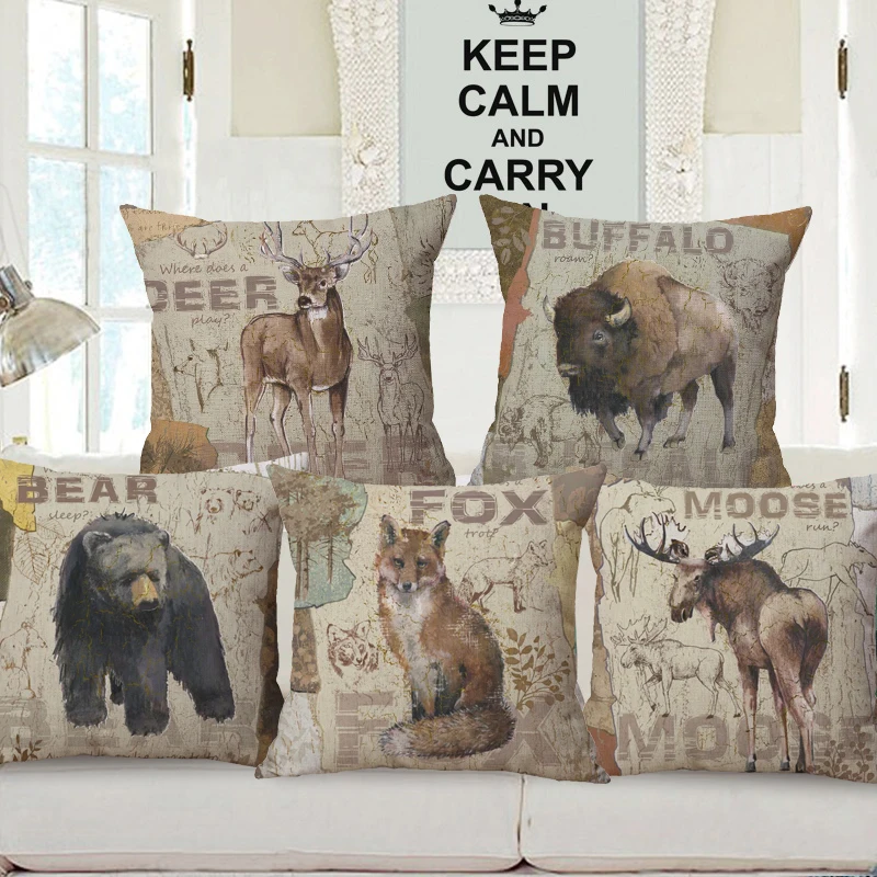 Американский Винтаж Животные Плакаты накидки на подушки Инжектированная