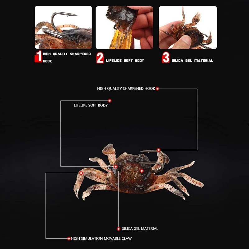 20 шт. искусственная 3d-наживка-краб с заостренным крючком пряжка для морской рыбы