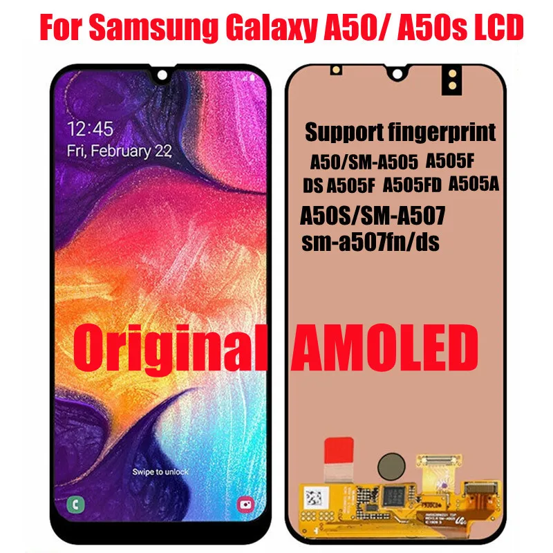 

For Samsung galaxy A50 2019 A505F/DS A505F A505FD A505A Touch Screen Digitizer assembly for Galaxy A50S 2019 LCD with frame