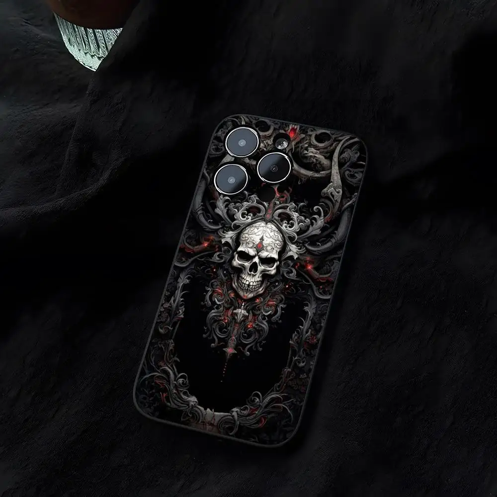 Красивый модный чехол для телефона Death Gothic с черепом Iphone 14 16 13 11 15ProMax 12 Pro Max Mini Xr Xs X 7