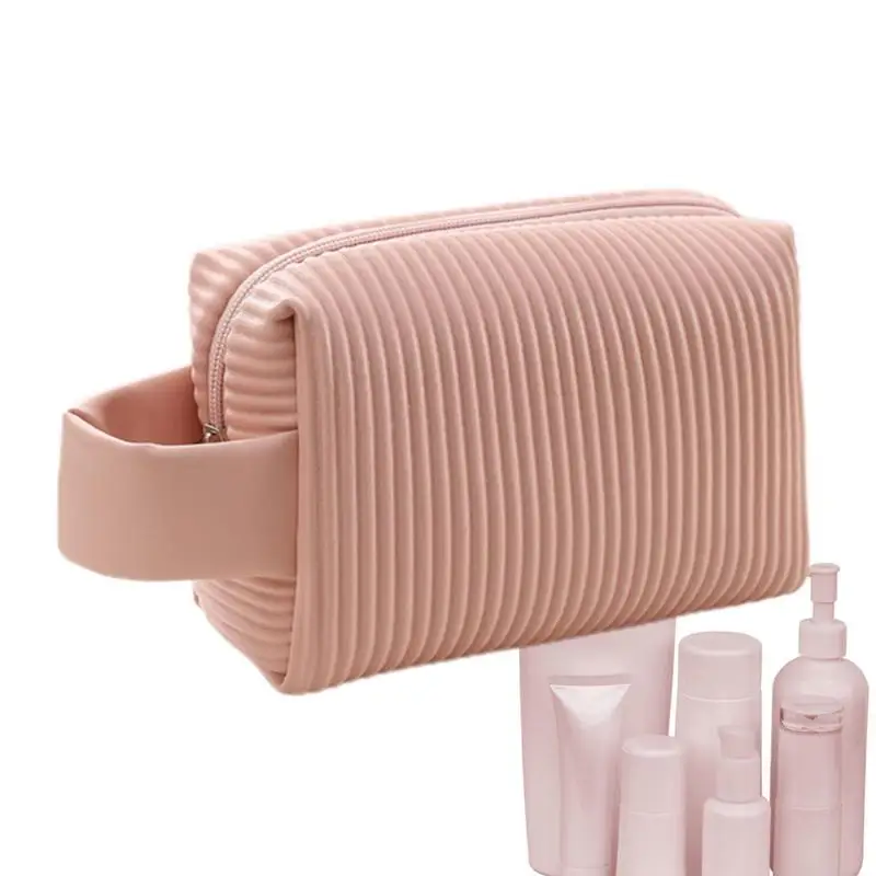 

Makeup Pouch Travel Toiletry Cosmetic Bag Large Capacity Makeup Case With Portable Handle For Skincare Toiletries Shampoo