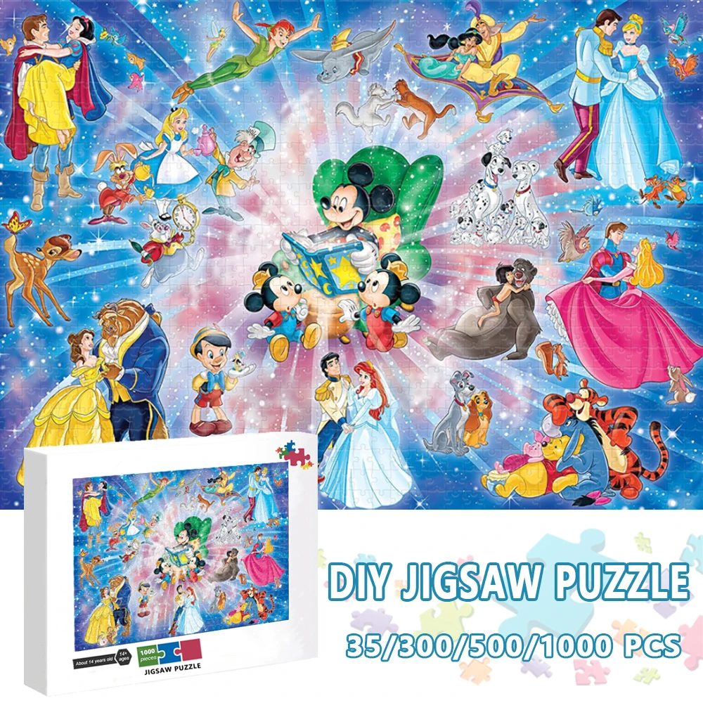 

Mickey Mouse Jigsaw Puzzles for Adults Educational Toys 1000 Pieces Puzzle Disney Princess Kids Toys Christmas Halloween Gift