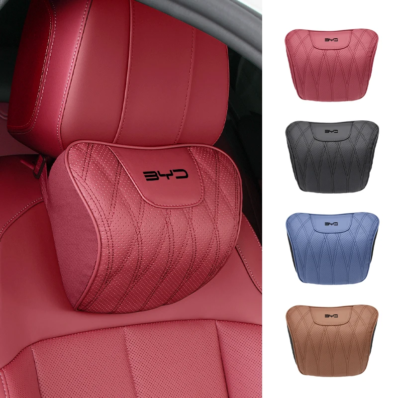 Car Seat Leather Headrest Lumbar Cushion Pillow Neck Waist Support Accessories For BYD F3 I3 F0 F6 S6 S8 E5 E6 G3 G6 L3 S7 M6 T