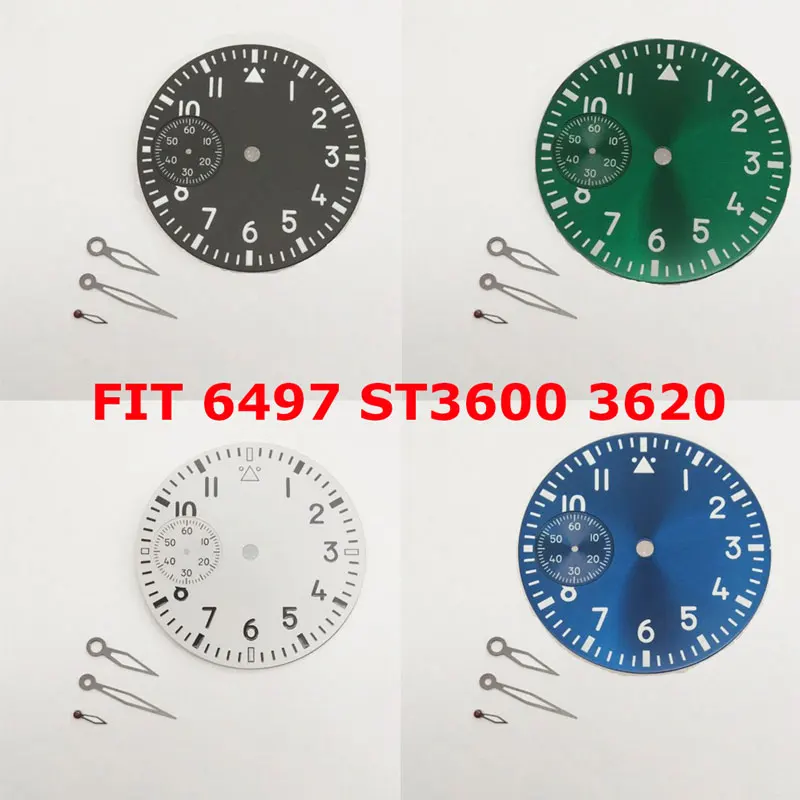 Custom Logo 37MM Sterile Watch Dial+Hands Green Luminous Fit 6497 st3600 3620 Hand Winding Movement Waterproof