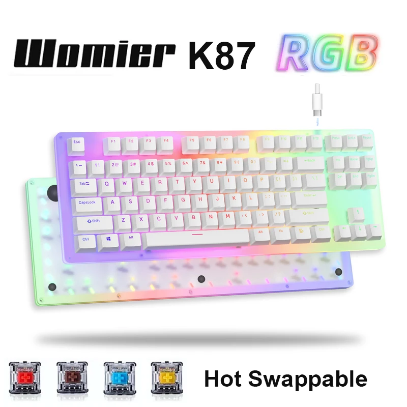 

Клавиатура Womier K87 Механическая Проводная с Rgb-подсветкой, TKL Tyce-c, 60%