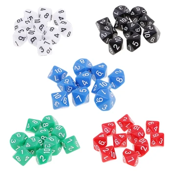 MagiDeal 10pcs 10 Sided Dice D10 Polyhedral Dice for Table Games for Pub Club Games Supplies Pink 2