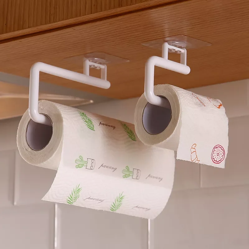 

Tissue Hanger Roll Paper Holder Toilet Paper Holder Cabinet Rag Hanging Holder Wall Mounted Towel Storage Rack For Kitchen