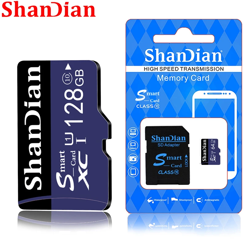 Оригинальная смарт-карта sd ShanDian 64 ГБ 32 16 8 SDXC SDHC карта памяти SmartSDXC SmartSDHC класс 10
