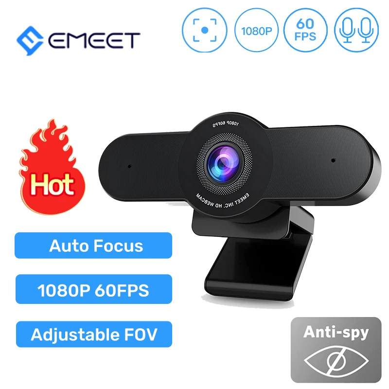 

EMEET C970 60FPS Streaming Webcam 1080P HD Autofocus Web Cam with Privacy Mode & Microphone Mini Camera for Meeting/Webcast